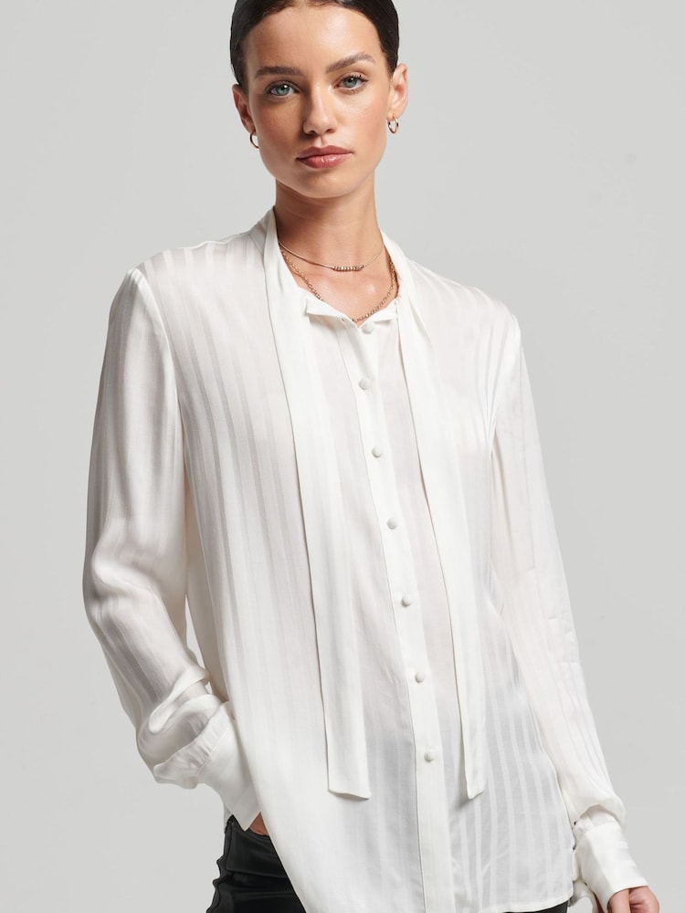 Superdry New Chalk Long Sleeve Tie Shirt - Image 1 of 7