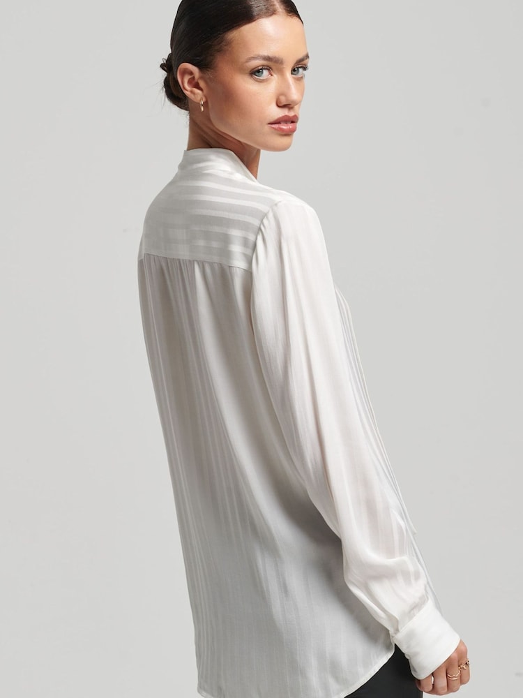 Superdry New Chalk Long Sleeve Tie Shirt - Image 2 of 7