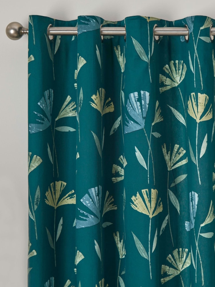 Fusion Green Dacey Eyelet 100% Cotton Curtains - Image 2 of 4