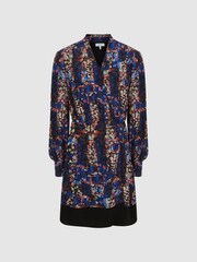 Reiss Black Carla Ditsy Floral Print Mini Dress - Image 2 of 7