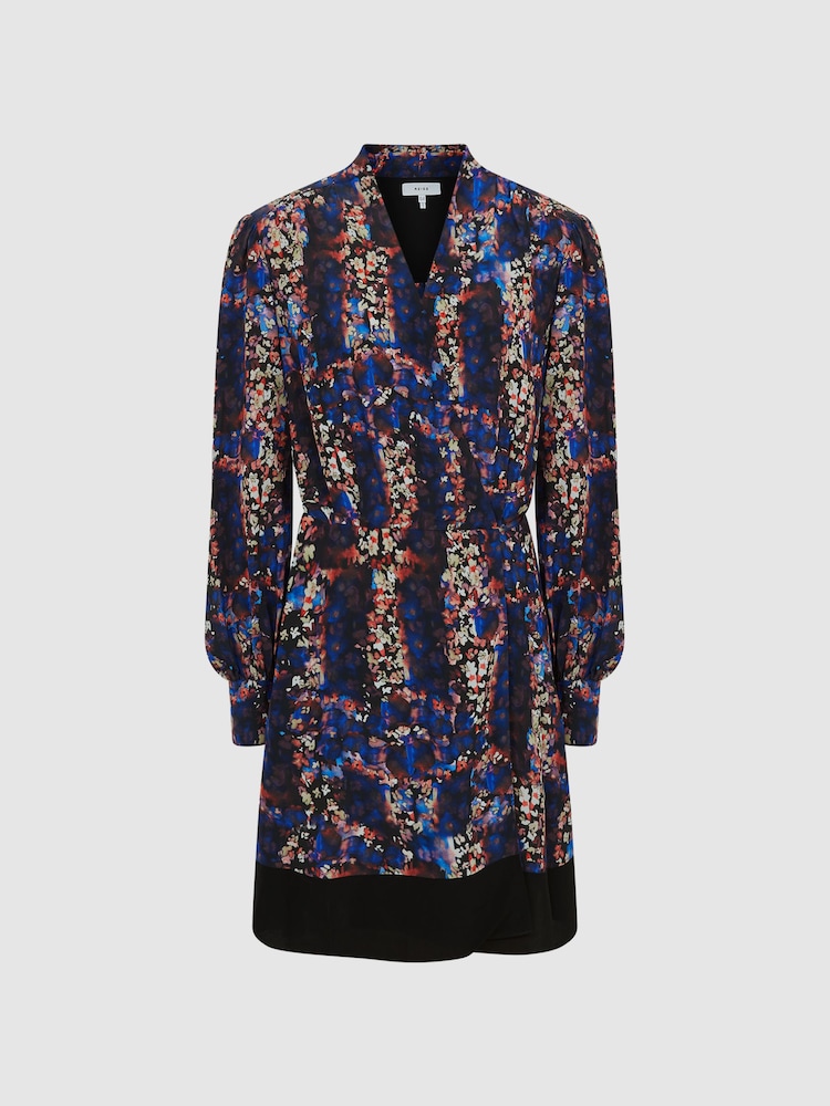 Reiss Black Carla Ditsy Floral Print Mini Dress - Image 2 of 7