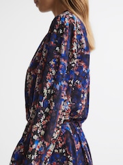 Reiss Black Carla Ditsy Floral Print Mini Dress - Image 4 of 7
