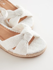 White Wide Fit (G) Knot Detail Ankle Strap Wedge Sandals - Image 4 of 4