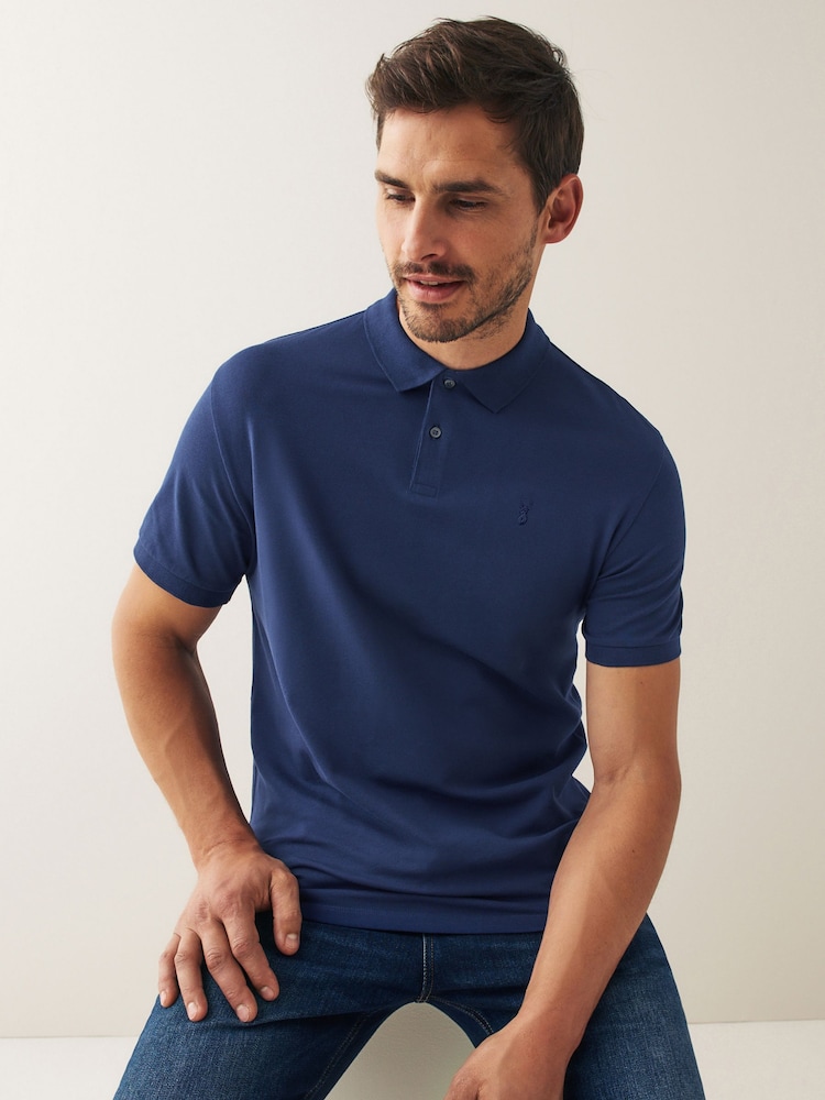 Blue Rich Regular Fit Short Sleeve Pique Polo Shirt - Image 1 of 4