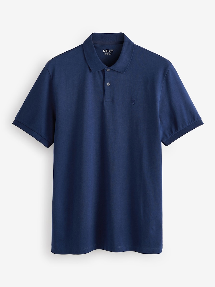 Blue Rich Regular Fit Short Sleeve Pique Polo Shirt - Image 4 of 4