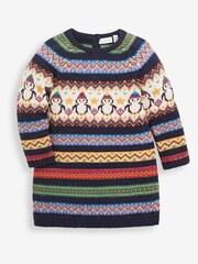 JoJo Maman Bébé Blue Penguin Fair Isle Dress - Image 1 of 2