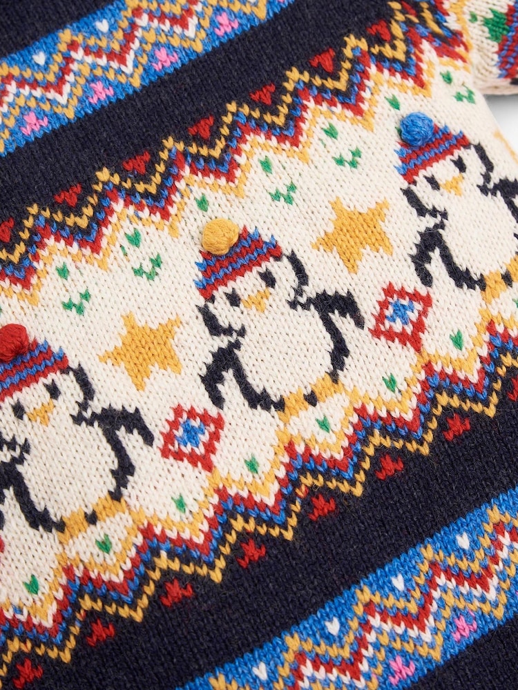 JoJo Maman Bébé Blue Penguin Fair Isle Dress - Image 2 of 2