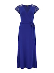 Синий - Pour Moi Julie Slinky Jersey Lace Trim Midi Dress - Изображение 4 из 5