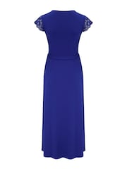 Синий - Pour Moi Julie Slinky Jersey Lace Trim Midi Dress - Изображение 5 из 5