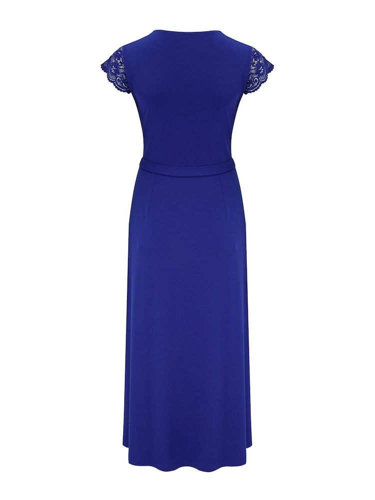 Синий - Pour Moi Julie Slinky Jersey Lace Trim Midi Dress - Изображение 5 из 5