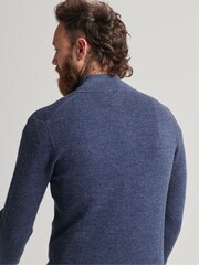 Superdry Blue Merino Quarter Zip Jumper - Image 2 of 5