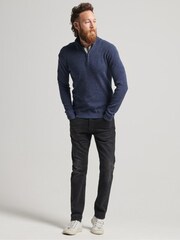 Superdry Blue Merino Quarter Zip Jumper - Image 3 of 5
