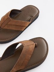 Tan Brown Leather Flip Flops - Image 3 of 4