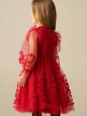 紅色 - Angel & Rocket Juliette Frilled Bow Mesh Dress - 圖片 2，共 3