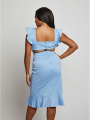 Chi Chi London Blue Ruffle Sleeve Cut Out Back Midi Dress - Image 4 of 4