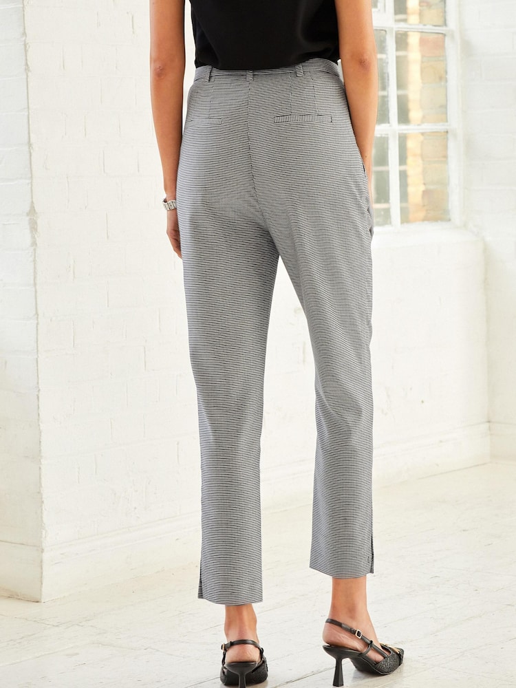 Black/White Check Tailored High Waisted Slim Leg Trousers - Image 2 of 4