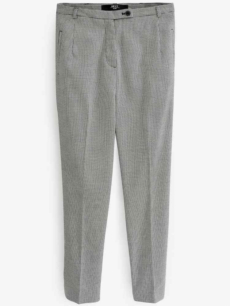 Black/White Check Tailored High Waisted Slim Leg Trousers - Image 4 of 4