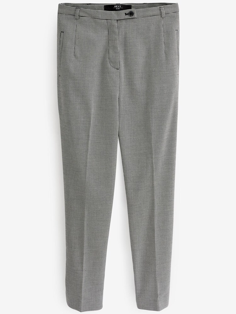 Schwarz/Weiß mit Karos - Tailored Hose mit hohem Bund und schmalem Beinschnitt - Bild 4 von 4 Schwarz/Weiß mit Karos - Tailored Hose mit hohem Bund und schmalem Beinschnitt - Bild 4 von 4