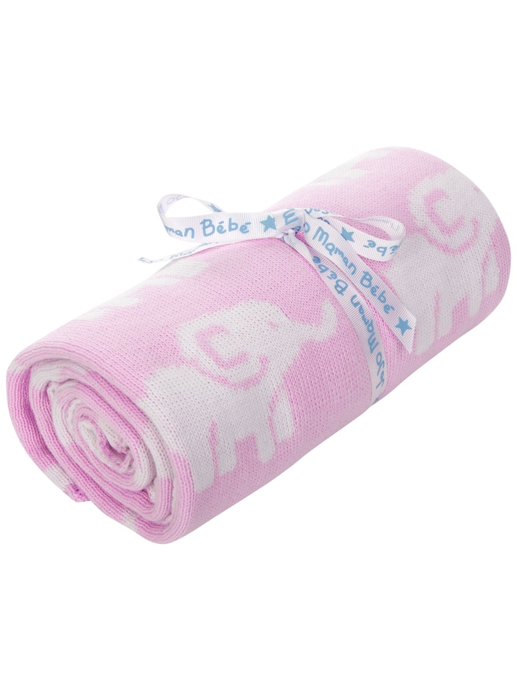 JoJo Maman Bébé Pink Elephant Knitted Shawl - Image 1 of 2