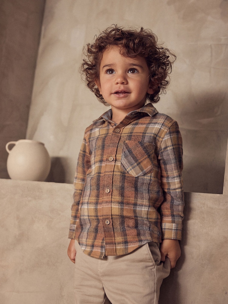 Tan Brown Long Sleeve Check Shirt (3mths-7yrs) - Image 1 of 5