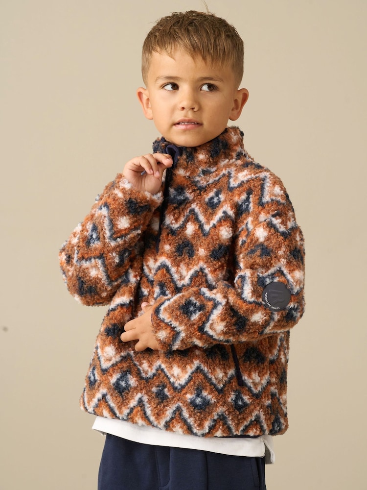 Angel & Rocket Orange Alexander Zip Neck Fleece - Image 1 of 5 Angel & Rocket Orange Alexander Zip Neck Fleece - Image 1 of 5