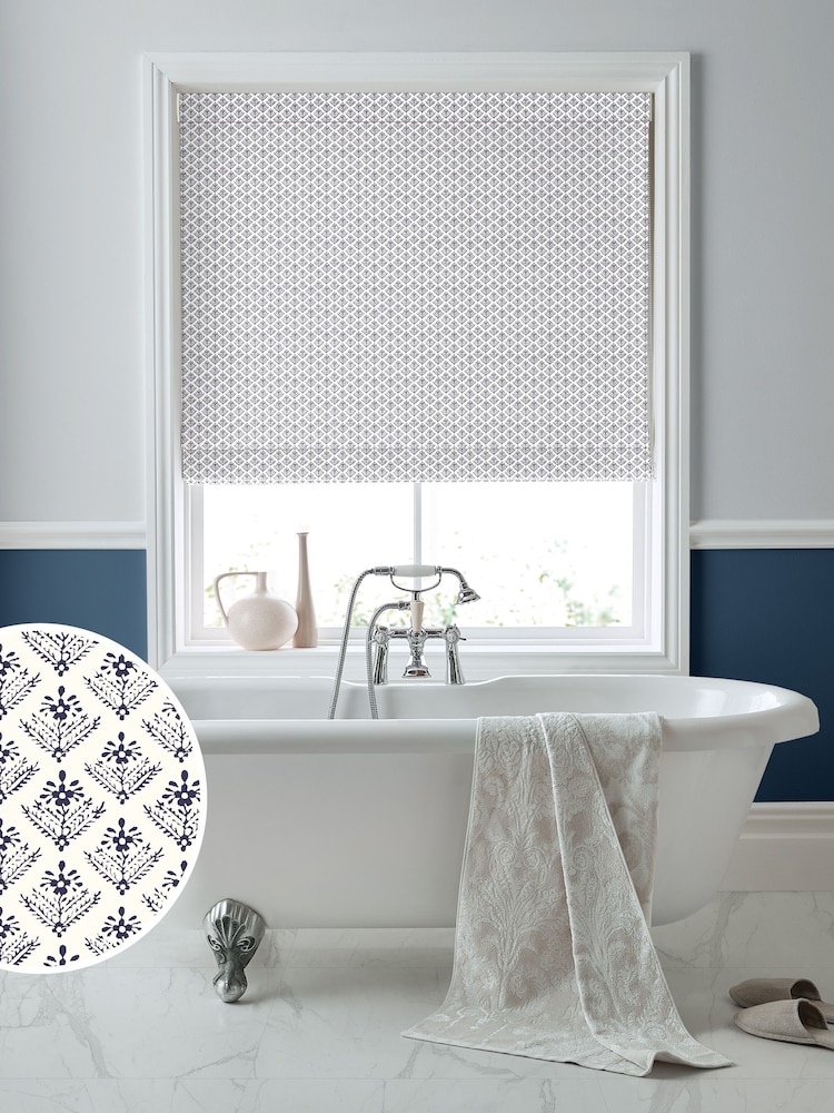Laura Ashley Blue Lady Fern Made To Measure Roman Blinds - Image 1 of 6