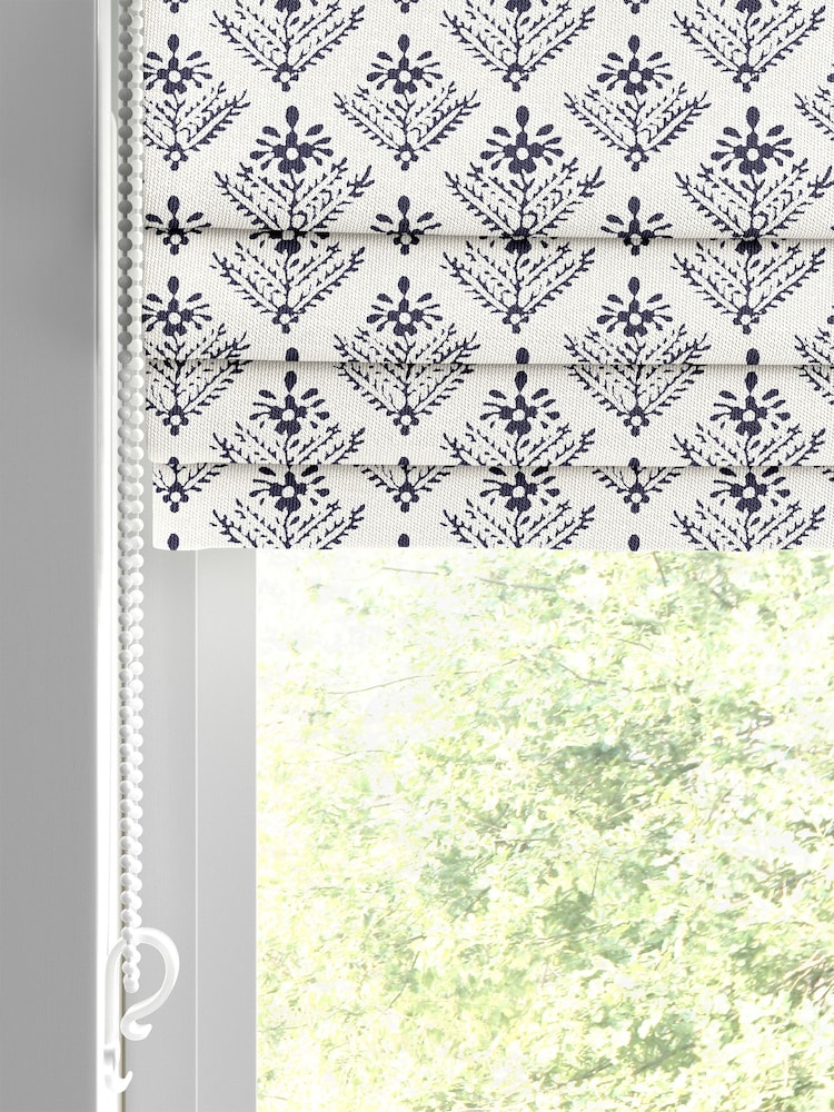 Laura Ashley Blue Lady Fern Made To Measure Roman Blinds - Image 2 of 6