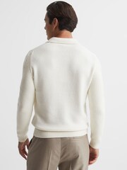 Reiss Ecru Cumberland Cable Knit Open Collar Jumper - Image 5 of 7