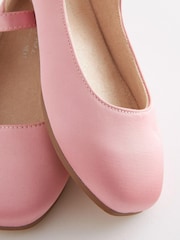 Pink Satin (Stain Resistant) Standard Fit (F) Square Toe Mary Jane Occasion Shoes - Image 3 of 4