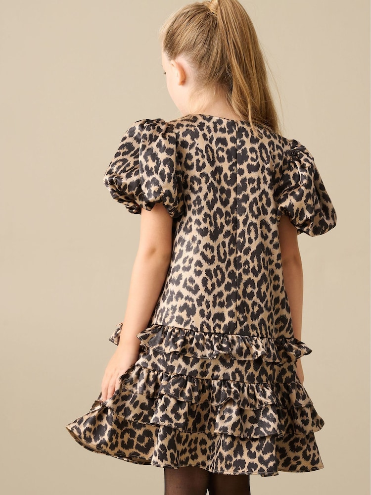 Angel & Rocket Brown Seren Leopard Print Layered Frill Dress - Image 2 of 4