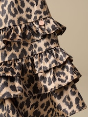 Angel & Rocket Brown Seren Leopard Print Layered Frill Dress - Image 4 of 4