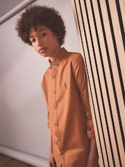 Tan Brown Long Sleeve Oxford Shirt (3-16yrs) - Image 3 of 7