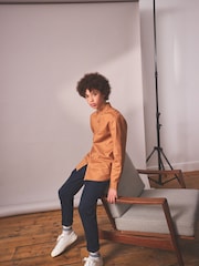 Tan Brown Long Sleeve Oxford Shirt (3-16yrs) - Image 6 of 7