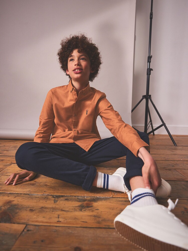 Tan Brown Long Sleeve Oxford Shirt (3-16yrs) - Image 7 of 7