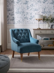 Laura Ashley Baron Chenille Seaspray Blue Ropsley Accent Chair - Image 2 of 8