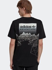 adidas Originals Black 100% Cotton Adventure Mountain Back T-Shirt - Image 2 of 6