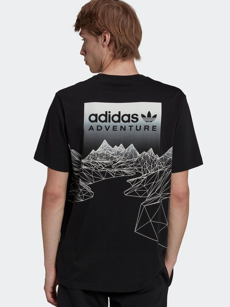 adidas Originals Black 100% Cotton Adventure Mountain Back T-Shirt - Image 2 of 6
