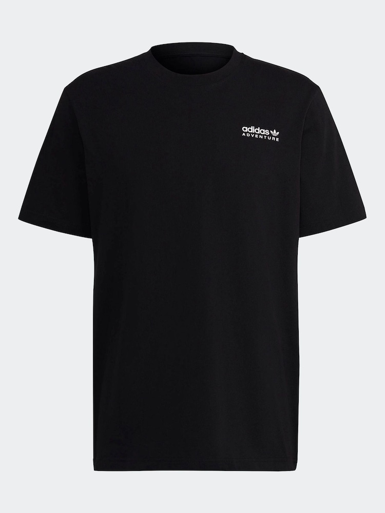 adidas Originals Black 100% Cotton Adventure Mountain Back T-Shirt - Image 6 of 6