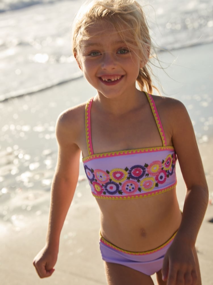 Lilac Purple Embroidered Bikini (3-16yrs) - Image 1 of 7 Lilac Purple Embroidered Bikini (3-16yrs) - Image 1 of 7