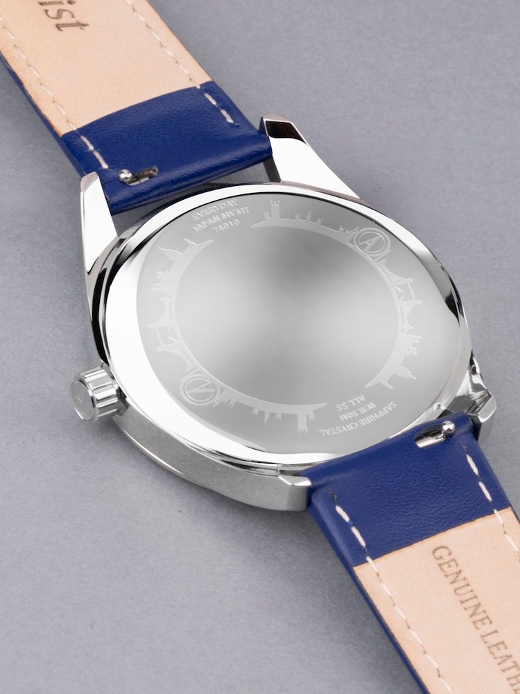 Buy Accurist Mens Blue Everyday Leather Strap Analogue Watch from