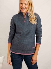 Weird Fish Blue Beyonce 1/4 Zip Grid Fleece - Image 1 of 7