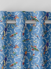 Cath Kidston Mid Blue Kids Rocket Made To Measure 100% Cotton Curtains - Image 6 of 8