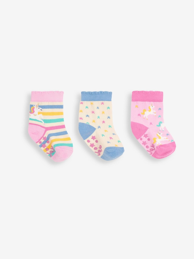 JoJo Maman Bébé Multi Unicorn Socks 3 Pack - Image 1 of 1