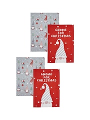 Catherine Lansfield Set of 4 Red Christmas Gnomes 100% Cotton Tea Towels - Image 1 of 3