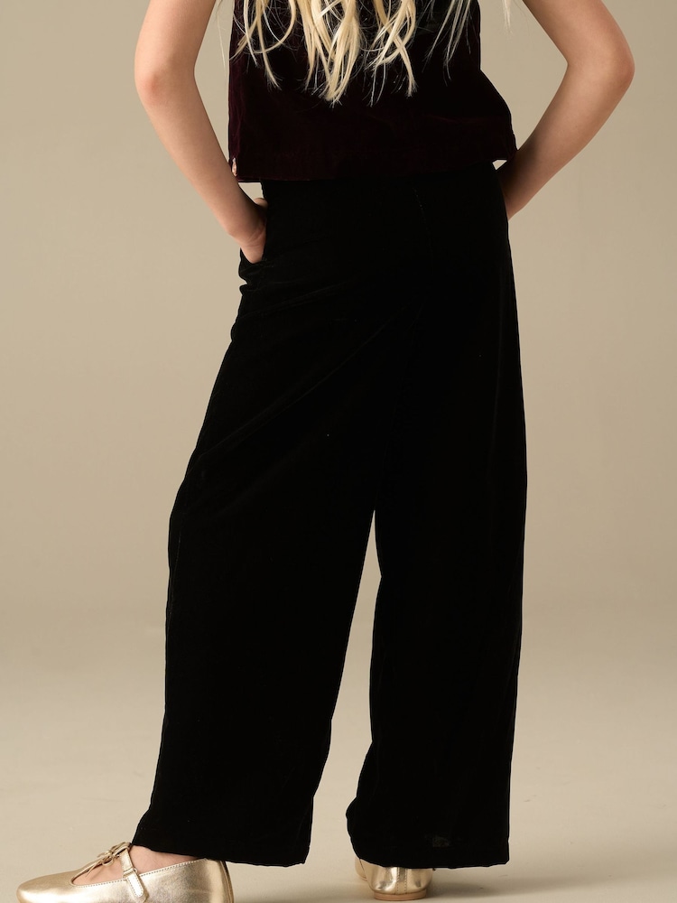 Angel & Rocket Black Chloe Velvet Wide Leg Trousers - Image 2 of 3