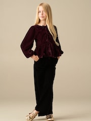 Angel & Rocket Black Chloe Velvet Wide Leg Trousers - Image 3 of 3