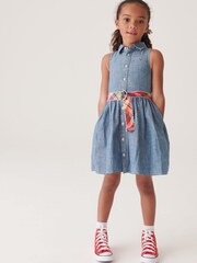 Polo Ralph Lauren Girls Blue Sleeveless Logo Shirt Dress - Image 1 of 4