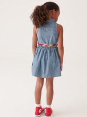 Polo Ralph Lauren Girls Blue Sleeveless Logo Shirt Dress - Image 2 of 4