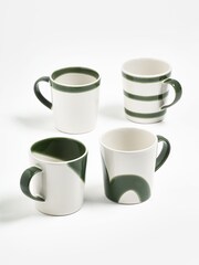 Jasper Conran London Set of 4 Green Abstract Mugs - Image 2 of 10
