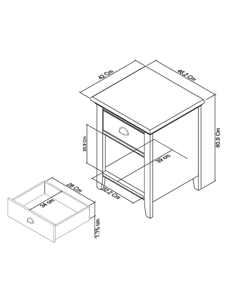 Bentley Designs Cotton Grey Hampstead 1 Drawer Bedside Table - Image 2 of 2